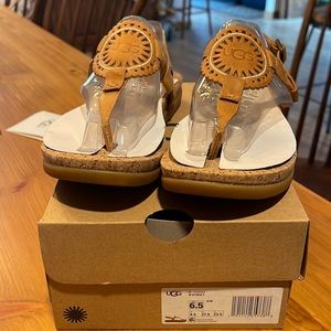 UGG Ayden t strap sandals size 6.5. Beige color